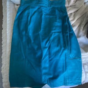 Escada blue leather midi skirt